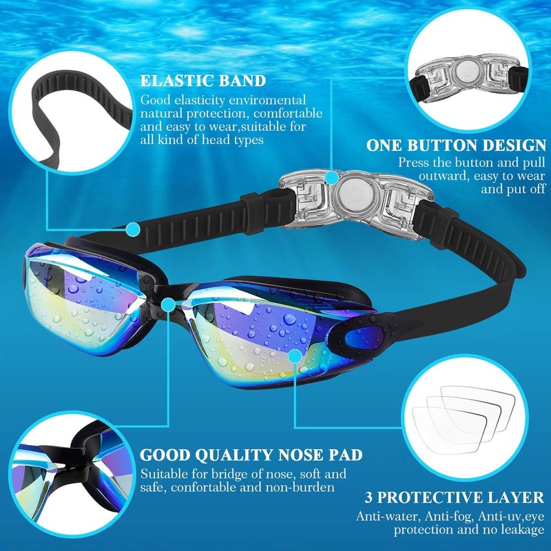 COOLOO Kids Swim Goggles, 2 Packs Swimming Goggles for Kids Girls Boys and Child Age 4-16 - Image 2